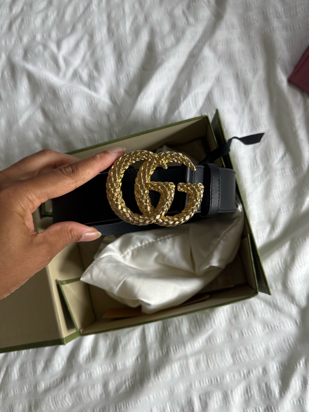 Gucci GG Marmont Braided Gold Double G Belt
